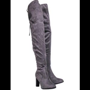 Catherine Grey over the knee Suede Boots